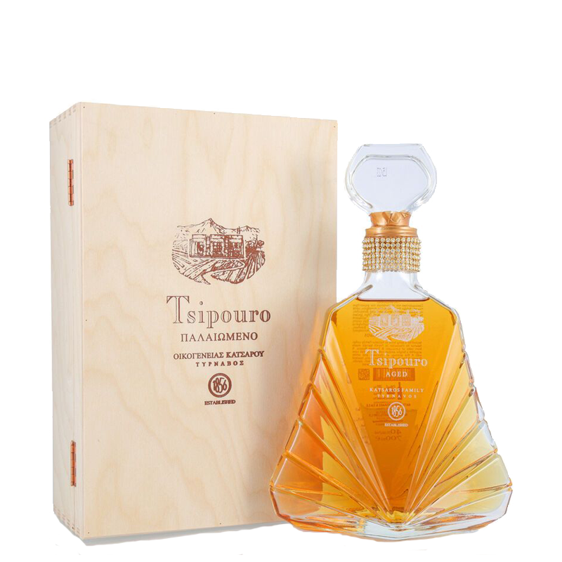 Katsaros Aged Tsipouro – Gereifter Traubenbrand in Holzkiste 700ml