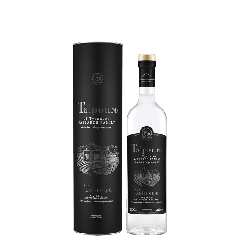 Katsaros Tsipouro ohne Anis – Reiner Traubenbrand – Geschenkbox 500ml