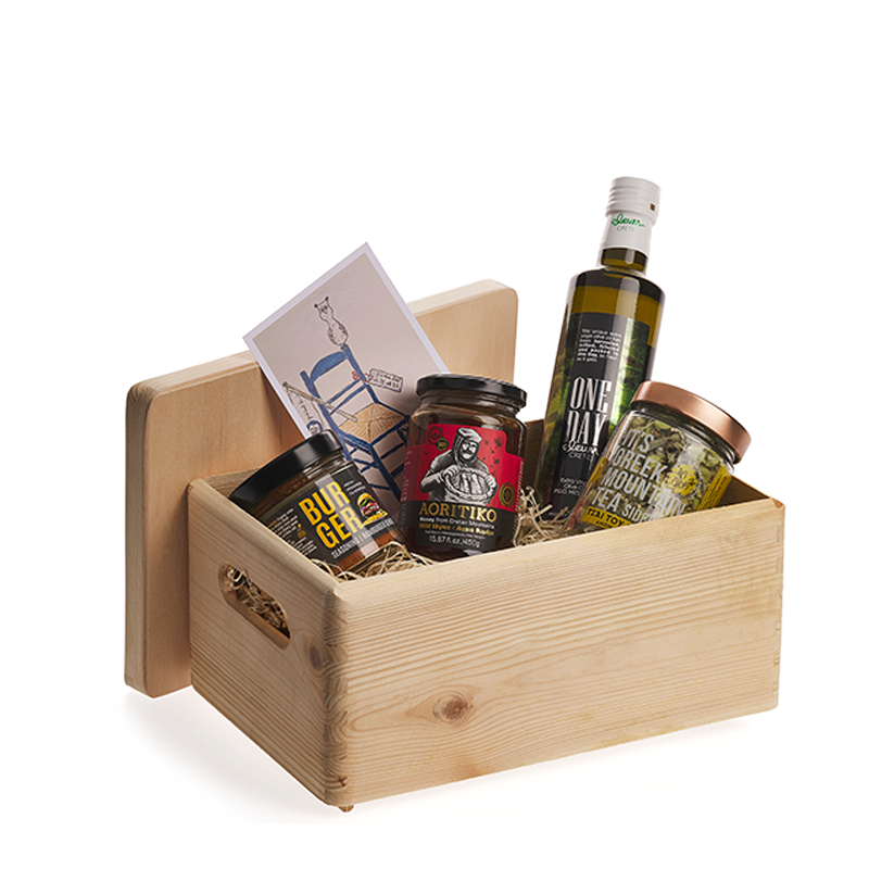 Kleine Geschenk-Box mit Gewürz, Tee, Honig, Olivenöl