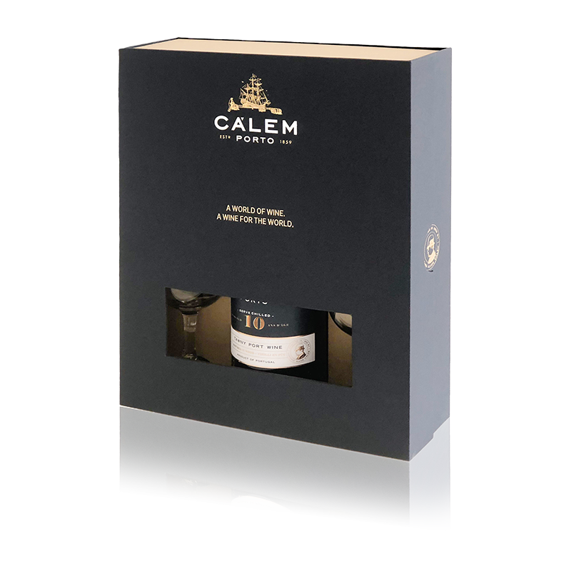 Calem Tawny Port Wine 10y 20% Set mit 2 Gläsern  