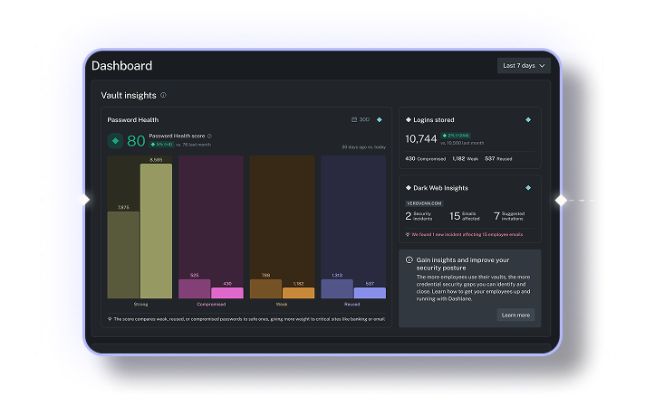 Dashlane password manager interface