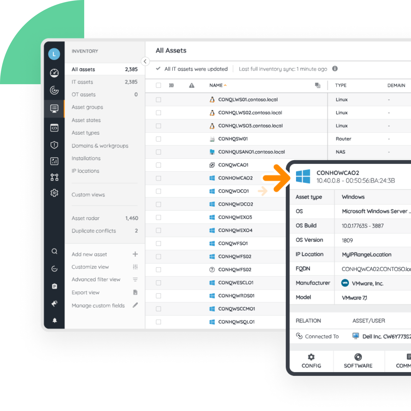 Lansweeper IT asset management dashboard